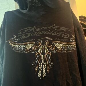Harley-Davidson Black Hoodie with Winged Design